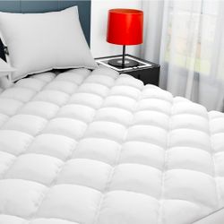 Queen Mattress Pad, Hypoallergenic Cotton Mattress Cover, 18-22" Extra Deep Pocket Quilted Protector, Breathable&Noiseless