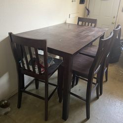 Dark Brown High Table And Chairs Set 