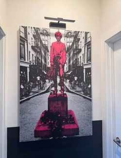 Large 48” Andy Monument Pop Art Canvas – Black & Pink