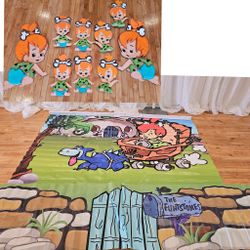 Flinstones Backdrop, Table Wrap And Props