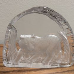 Goebel Lead Crystal Tiger Paperweight Figurine