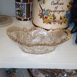 Vintage Glass Nick Nack Container Tub