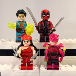 Marvel Rivals Daredevil Deadpool Elektra Iron Fist 4pc Minifigures LEGO Compatib