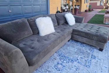✨Charcoal Green Gray Sectional Sofa – Soft Cotton‑Velvet Fabric✨