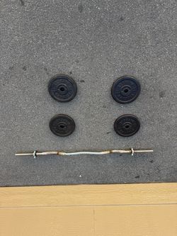 Billard Barbell Curl Bar with Weight Plates