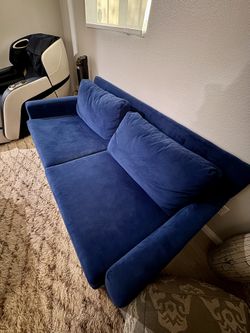The Worlds Most Comfortable Couch! Custom Made Memory Foam Microfiber Royal Blue Loveseat Couch Sleeper Sofa 