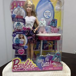 Barbie Color Me Cute Doll & Puppy Dog Playset Mattel CFN40 Color Change NEW