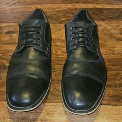 Steve Madden Black Leather Cap-Toe Dress Shoes – Men’s Size 12