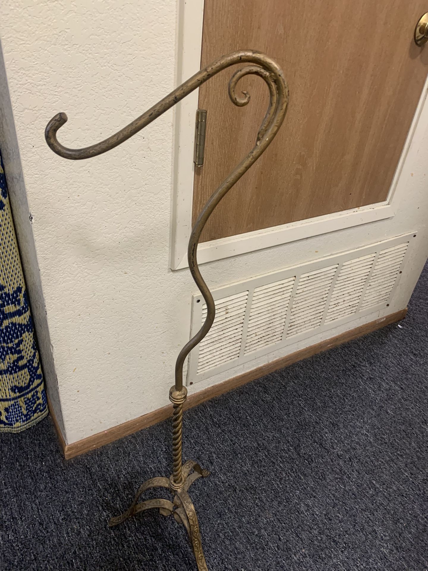Antique Shepherds Hook Plant Holder Cast Iron