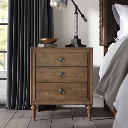 Brown Wood 3 Drawer Nightstand