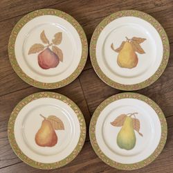 Set Of 4 Crate & Barrel GOLDEN PEARS Salad Plates