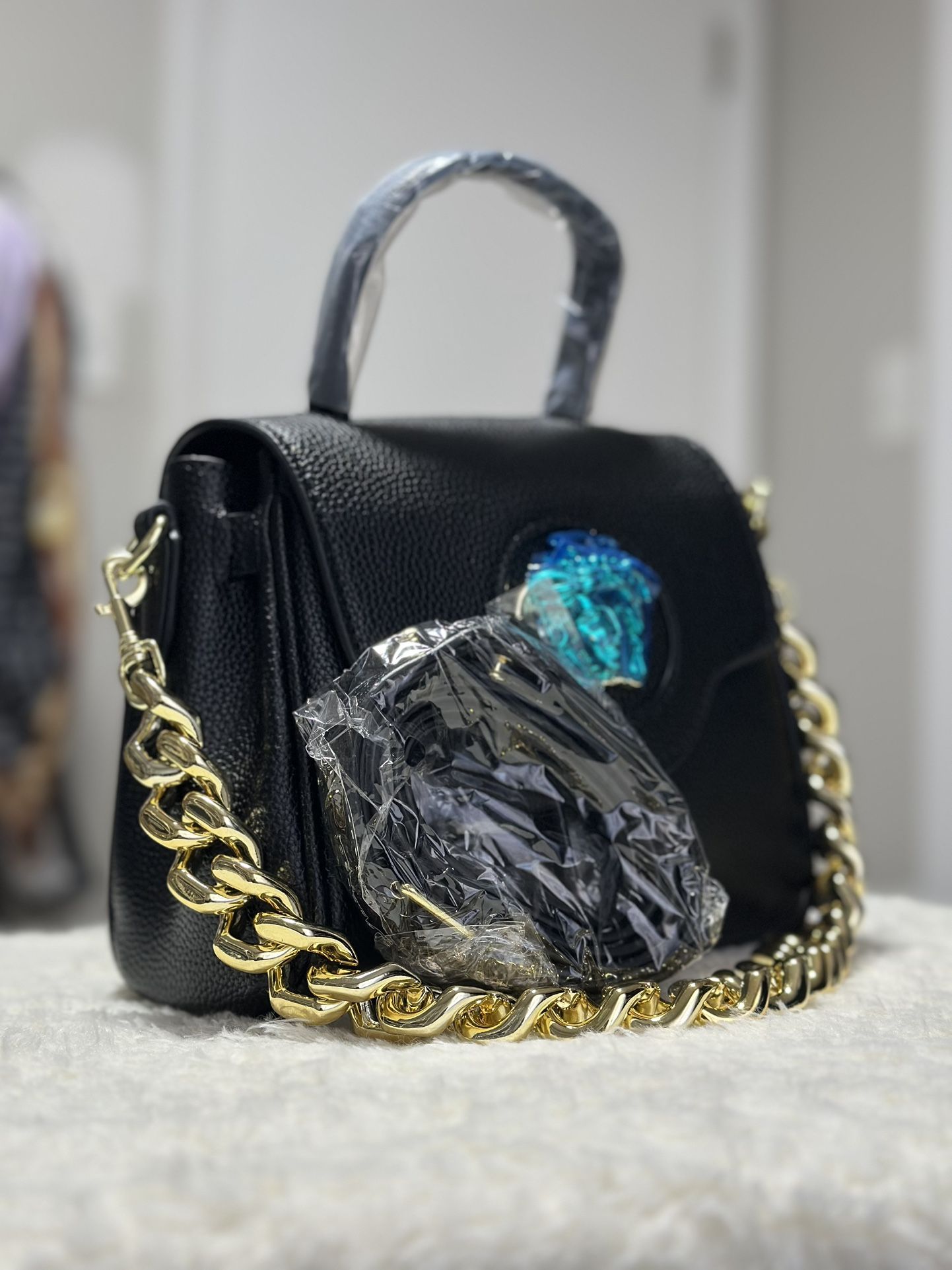 Black And Gold Leather Bag