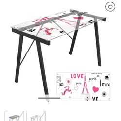 Black Paris Glass Desk