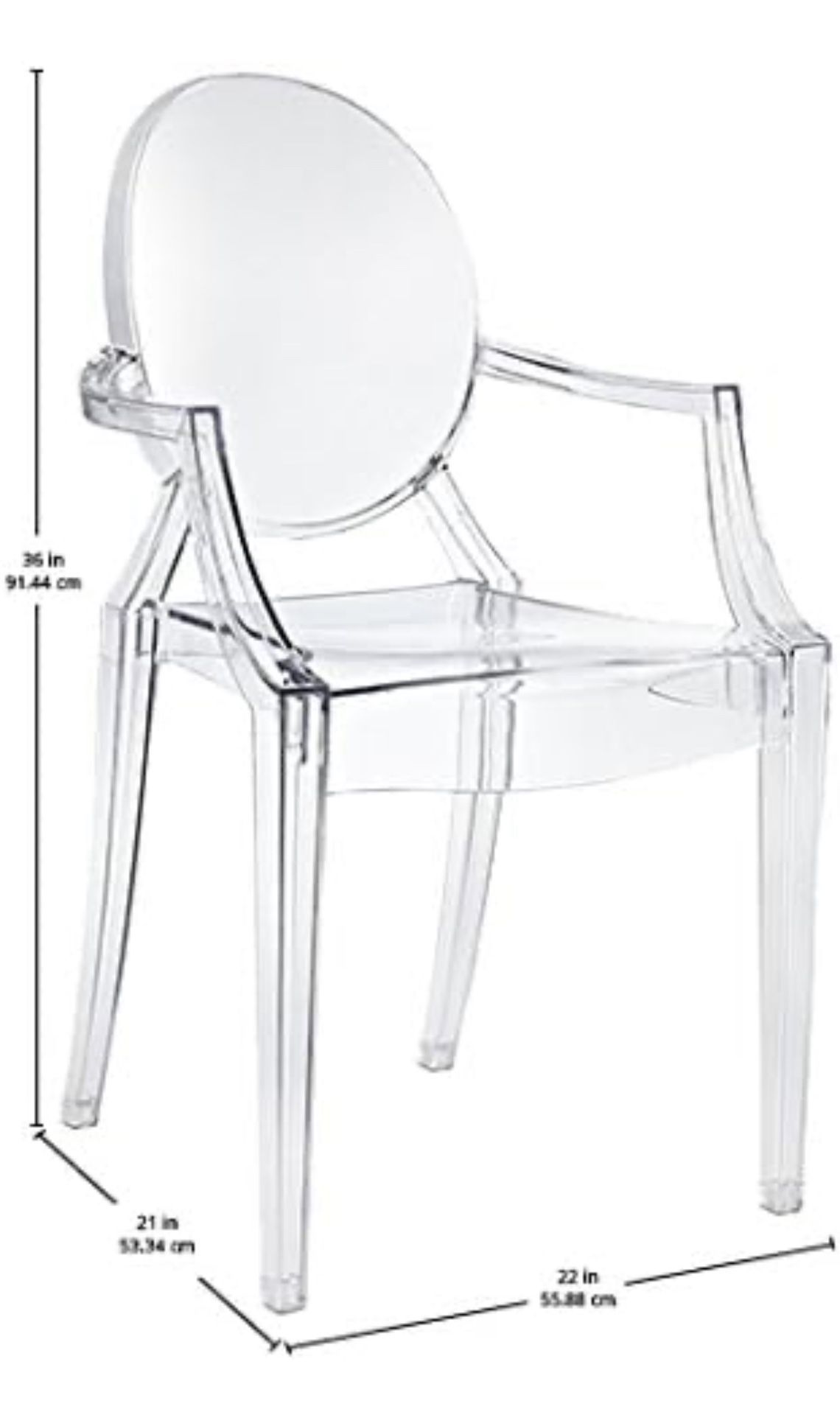 Acrylic Clear Stacking Kitchen and Dining Room Arm Chair in Clear