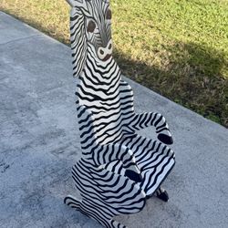 Kids Wood Zebra Accent Chair