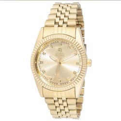 Montres Prestige Prestige Gold Quartz Men's Wristwatch Gemstone Markers w/ Box