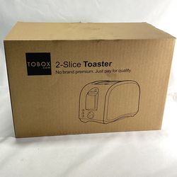 Tobox 2-Slice Pop-Up Toaster, Stainless Steel, Bagel Sized Slots New
