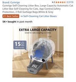 Cumrige Self Cleaning Litter Box, Large Capacity Automatic Cat Litter Box Self Cleaning for Cats,