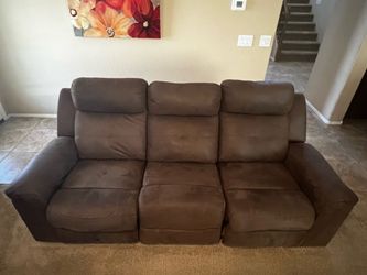 Recliner Sofa & Loveseat, brown fabric