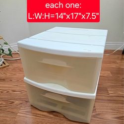 Set of 2 Stackable Plastic Storage Drawers