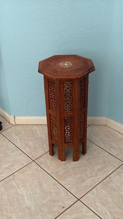 Vintage Wooden Side Table-Hand Carved