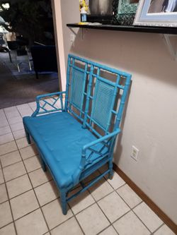 BEAUTIFUL MID CENTURY MODERN WICKER RATTAN bamboo LOVE SEAT BENCH *FREE LOCAL DELIVERY* unique rare