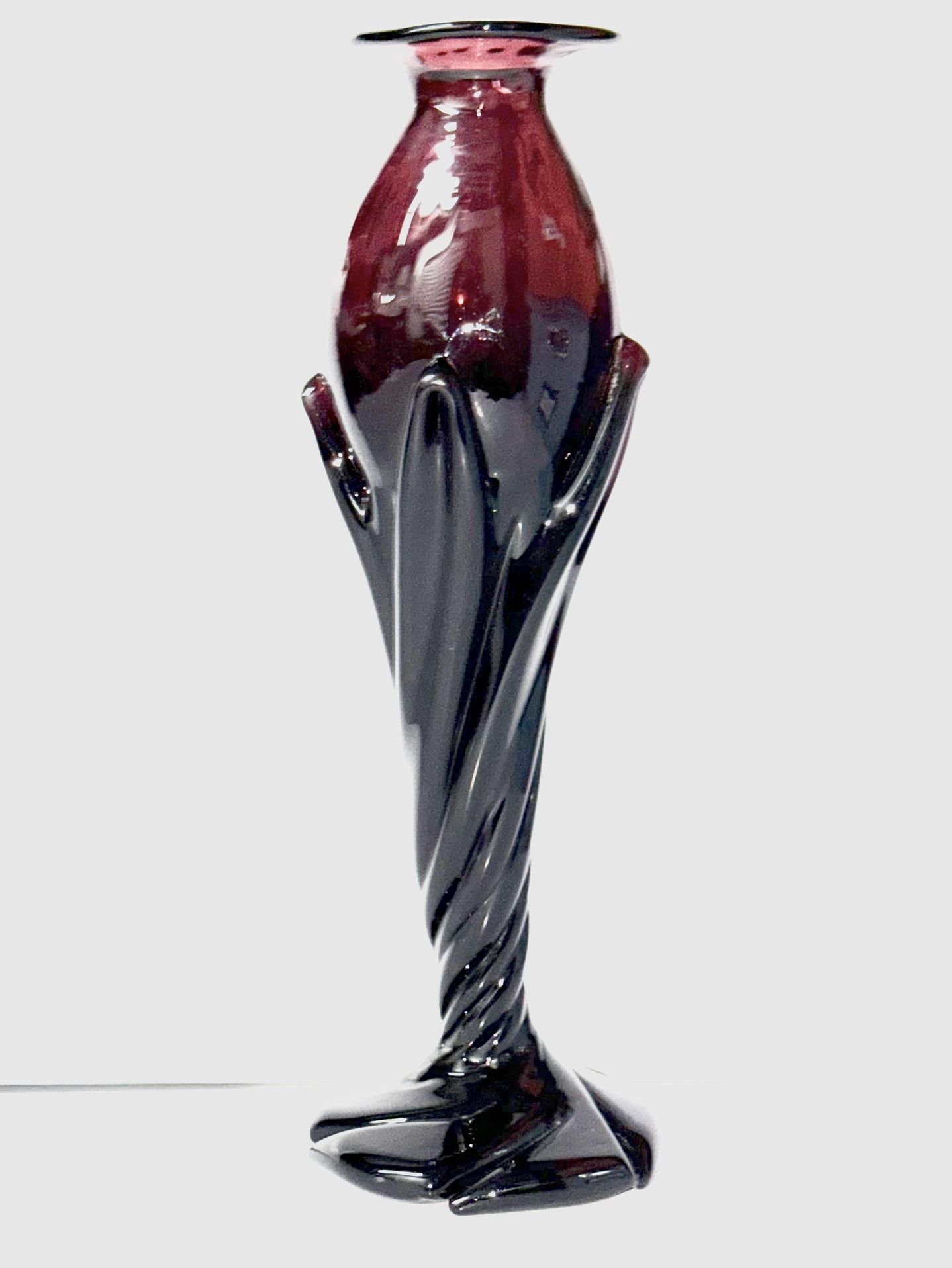 Vtg Czechoslovakian dark amethyst candle holder