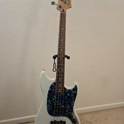 Fender Mustang Bass Guitar with Upgraded Pickups, Upgraded Bridge, & Custom Pickguard