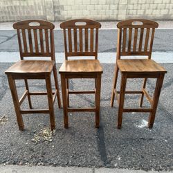 3 Wood Bar Chairs 