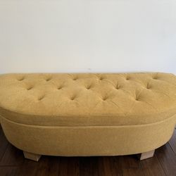 Large Tufted Ottoman Bench – Mustard Yellow, Great Condition