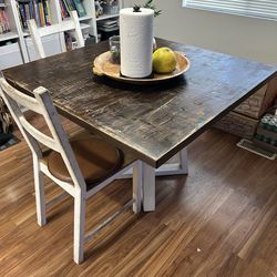 Solid wood table and 2 chairs