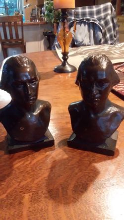 Vintage cast bronze overlay George Washington book ends