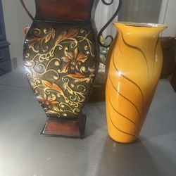 tall, Metal And Tall Glass Vases