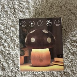 Wood Mushroom Lamp, Rechargeable Small Bedside Lamp, Touch Mushroom Night Light Small lamp for nightstand, Portable Battery Operated Lights for Bedroo