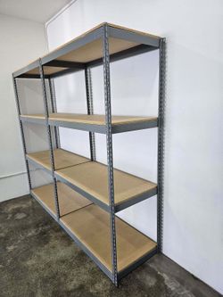 4 Tier Shelving 48 in W x 24 in D American Made Used Heavy Duty Steel Boltless Storage Rack Delivery Available