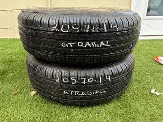 2 USED TIRES 205/70/14 GTRADIAL TOURING VP PLUS $120 CASH PRICE MOUNTED & BALANCE