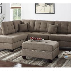 Brown Sectional Sofa With Ottoman 