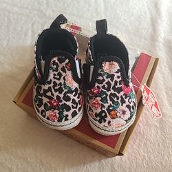 Vans Slip-On V Crib Leopard Floral Size US 3 Infant Shoes 