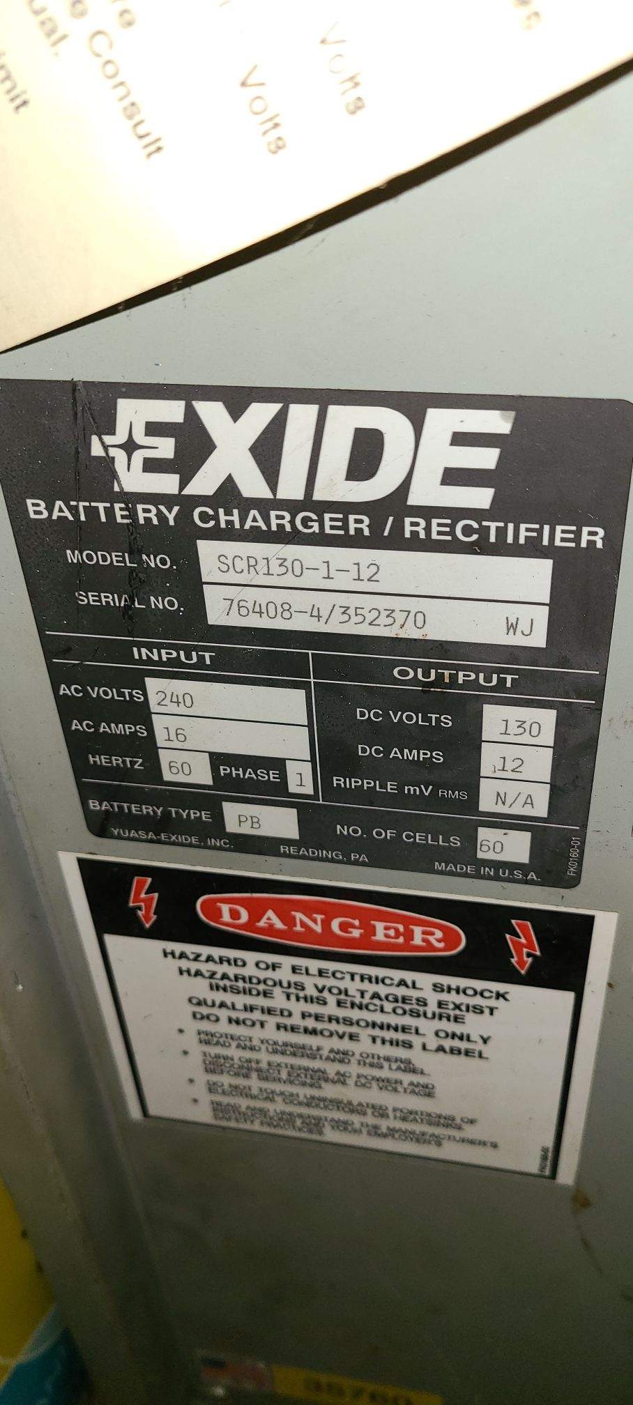 Exide industrial battery charger