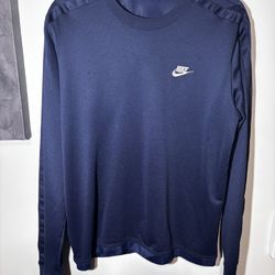 RARE Nike Mens Medium Navy Blue Long-sleeve Shirt MESH VINTAGE PULLOVER
