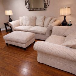 Full Living Room Set Couch Ottoman Tables Lamps