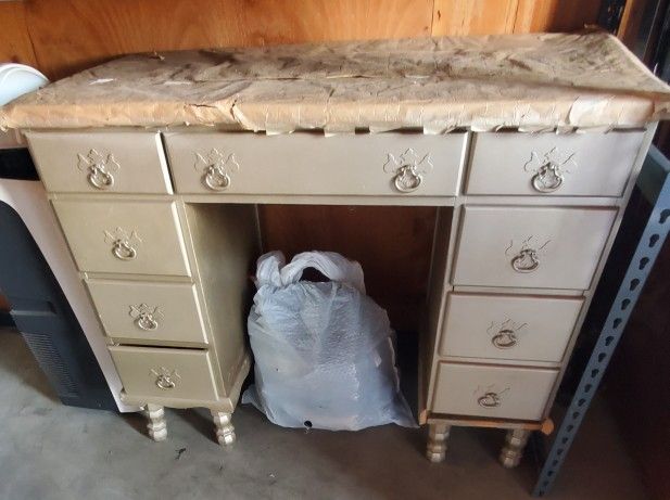 Shabby Chic Vanity/ Desk With Mirror