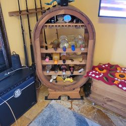 Beautiful wood Wine rack or alcohol all wreck with shells for good with shelves for glasses