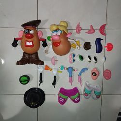 VINTAGE 1985 HASBRO PLAYSKOOL MR. & MRS. POTATO HEAD WITH ACCESSORIES