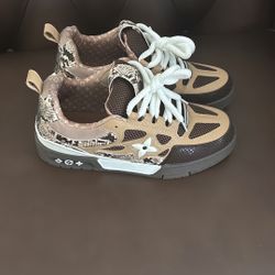 Brown Snake Skin LV Skate Sneakers