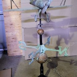 Rare Antique Vintage Metal  Bi Plane Weathervane Airplane Aeroplane
