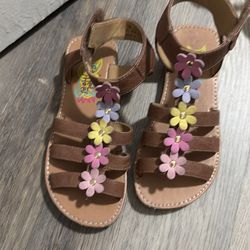 Brown with color flower sandals