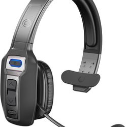 Bluetooth Headset, Trucker Bluetooth Headset with AI Noise Cancellation Microphone & Mute Button, Trucker Headset with 65 Hrs Working Time, Bluetooth 