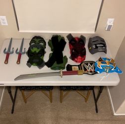 Halloween Mask Lot - Batman, Sin Cara, Wrestling Belt, Tmnt Sword, Tmnt Twin Sais, Hulk, Spiderman - Individual Prices In Description.