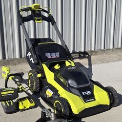 40V HP Brushless 21 in. Cordless Battery Walk Behind Multi-Blade Self-Propelled Mower w/ (2) 6.0Ah Batteries and Charger And Trimmer 